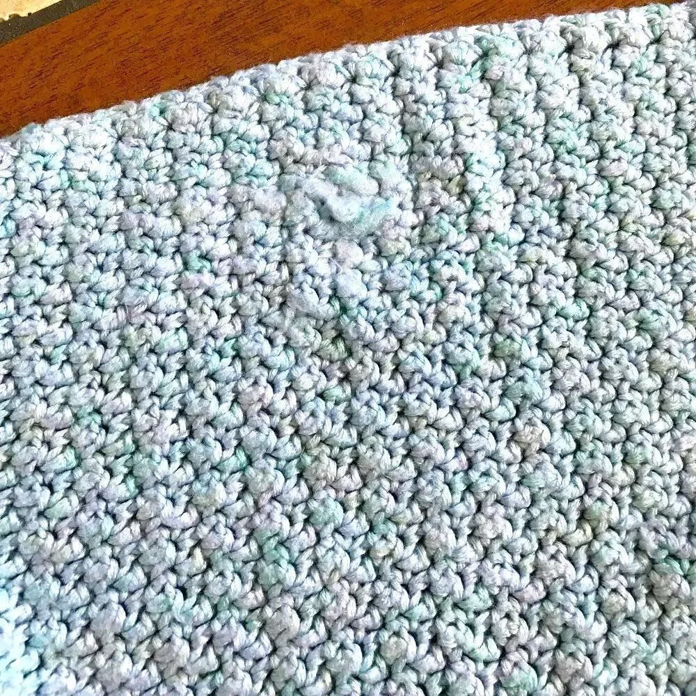 Hand Crocheted Blue Baby Crib Blanket